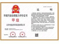 环境污染治理能力评价证书